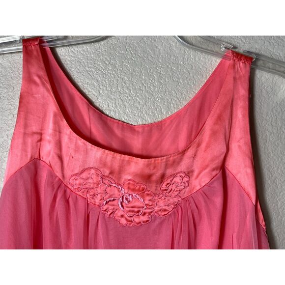 Vtg 1950s Gossard Artemis Bright Pink Peignoir Nightgown & Robe Set Size M READ - Picture 6 of 15